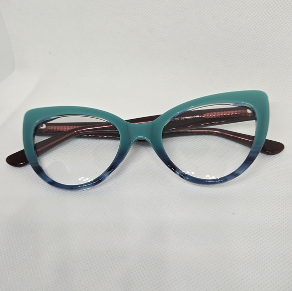 Stylish Teal and Brown Cat-Eye Glasses - Picture 8 of 8